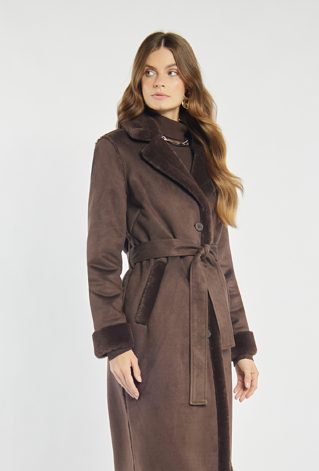 Elegancki płaszcz z wiązaniem