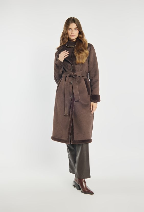 Elegancki płaszcz z wiązaniem