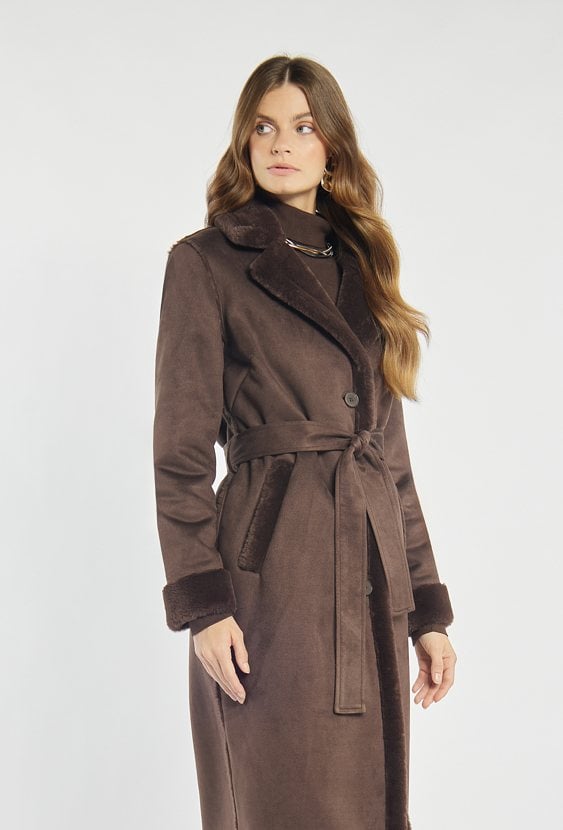 Elegancki płaszcz z wiązaniem