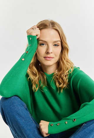 Sweter damski z ozdobnymi guzikami