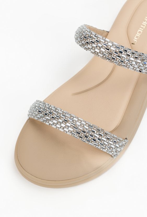 Klapki damskie z połyskiem