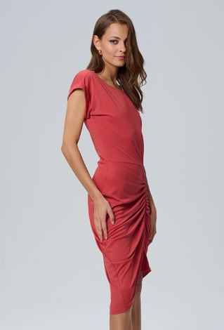 Wiskozowa sukienka z ozdobnym drapowaniem