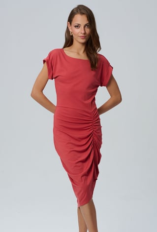 Wiskozowa sukienka z ozdobnym drapowaniem