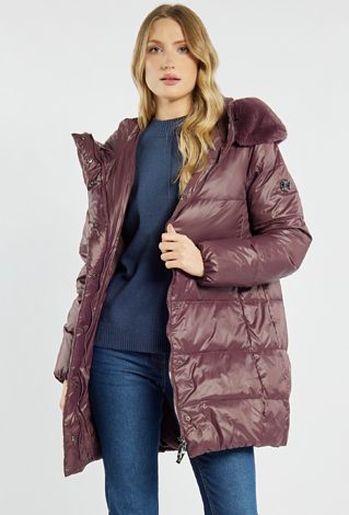 Puchowy płaszcz damski