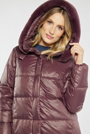 Puchowy płaszcz damski