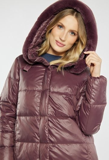 Puchowy płaszcz damski