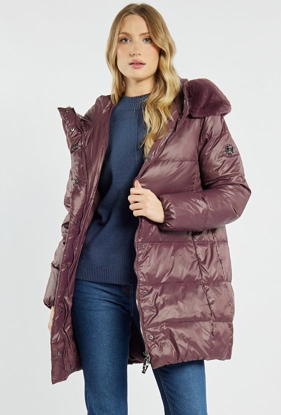 Puchowy płaszcz damski