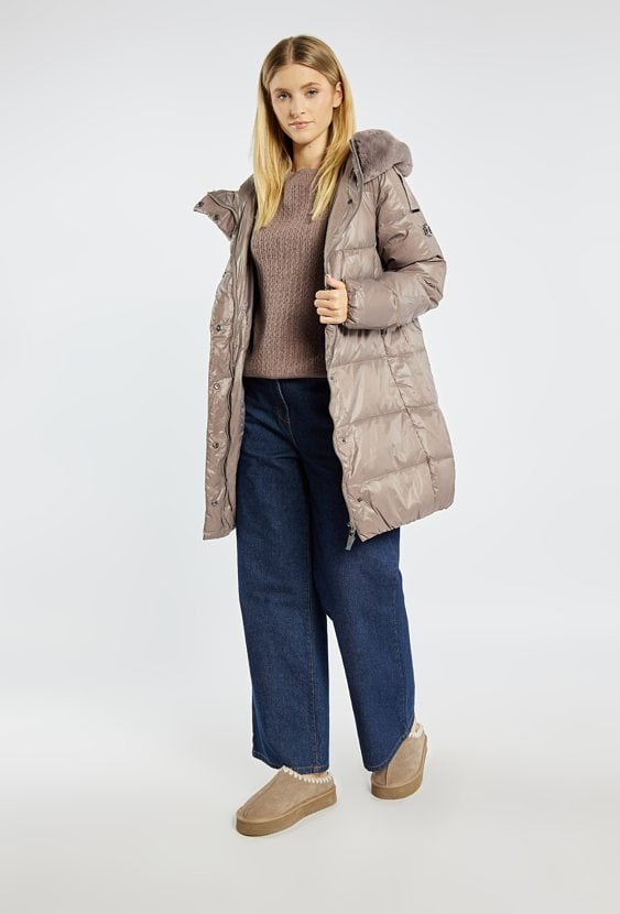 Puchowy płaszcz damski