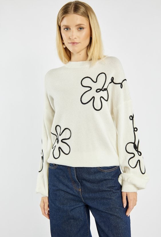Sweter z motywem kwiatowym